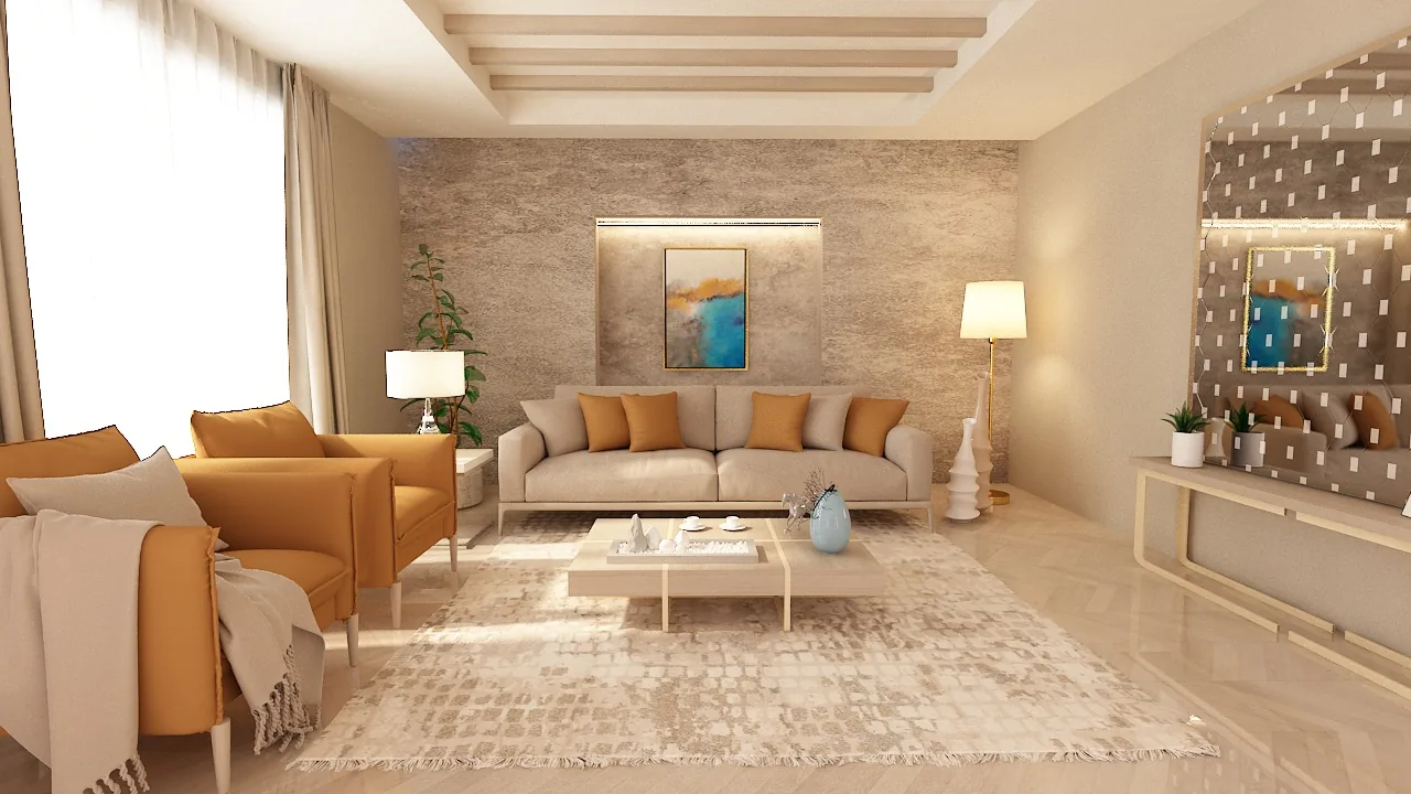 Contemporary family living room interior design visualization