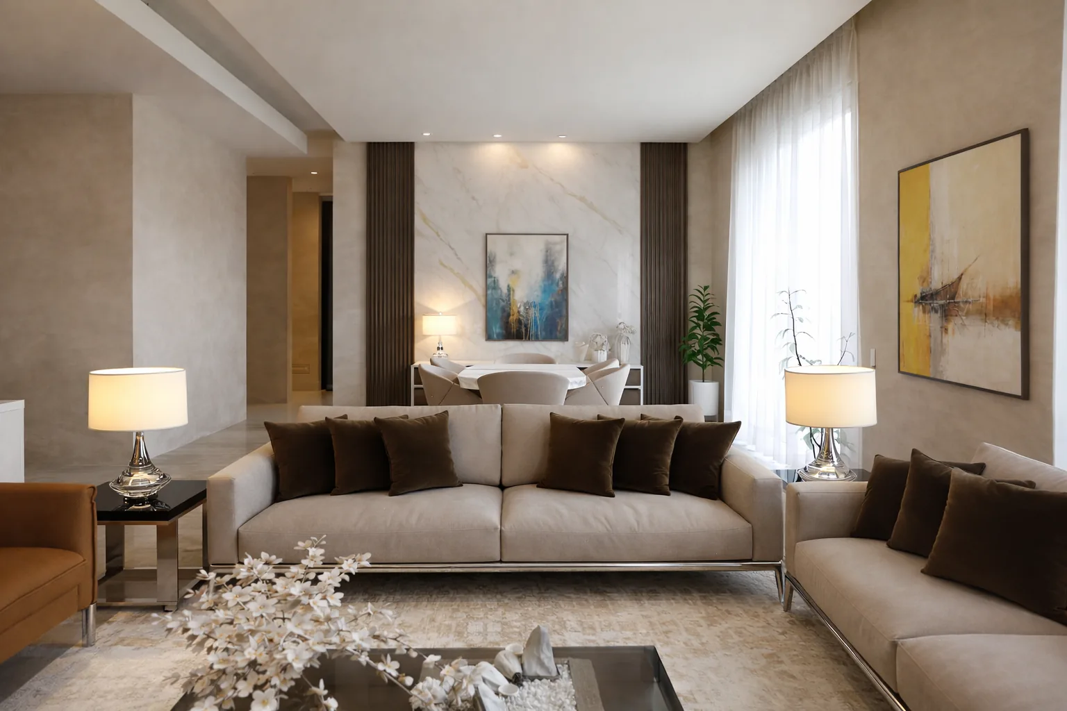 Modern family area interior design and visualization