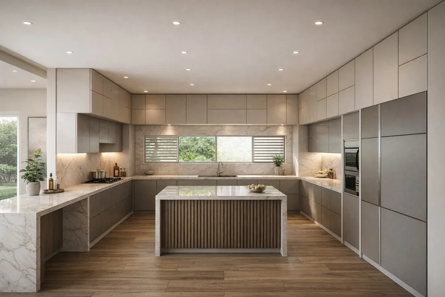 Modern open kitchen interior visualization