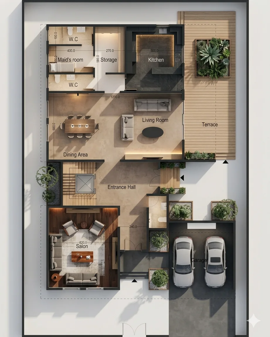 Three-dimensional villa floor plan visualization